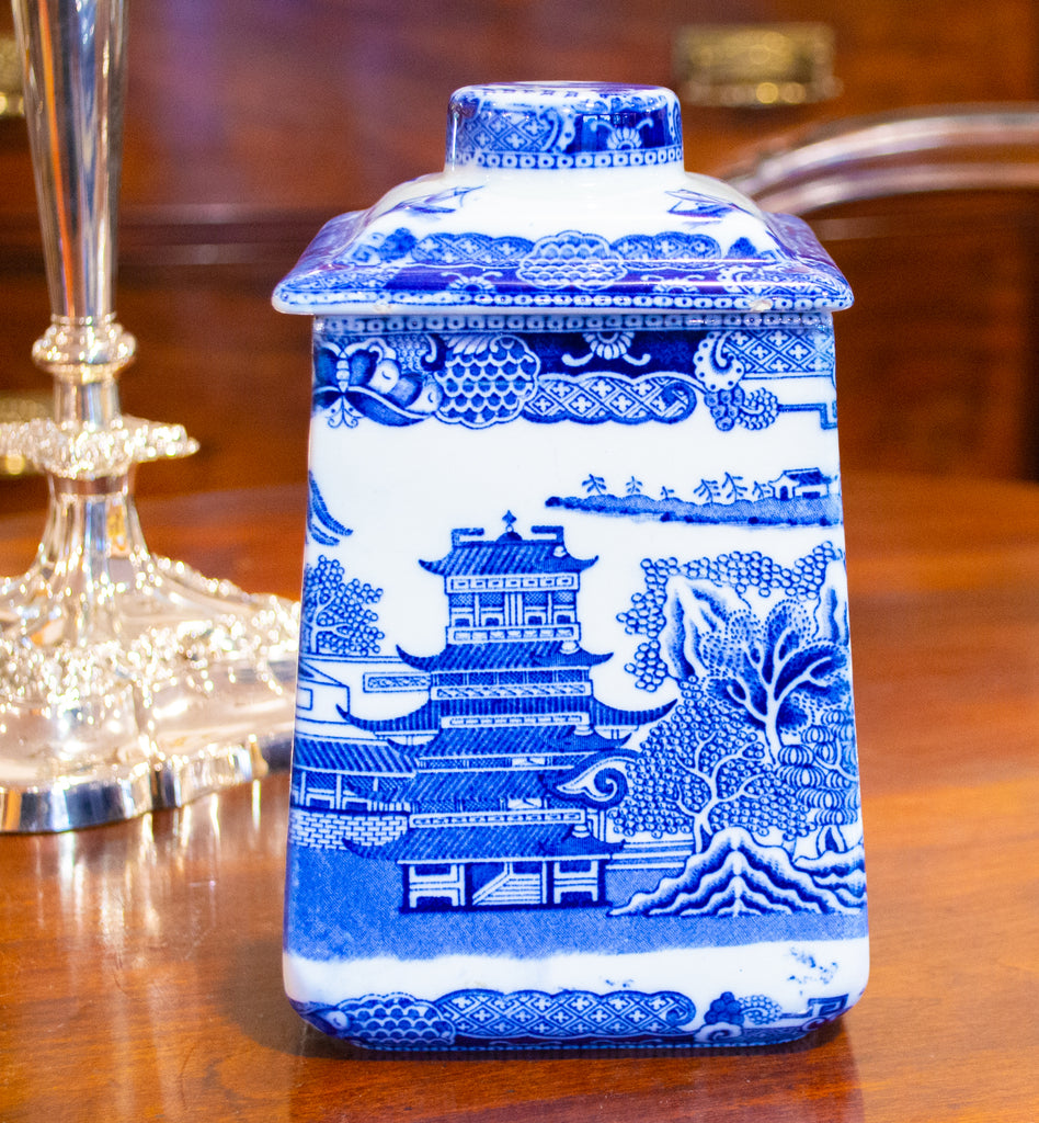 Blue & White Willow Ceramic Tea Caddy by Ringtons