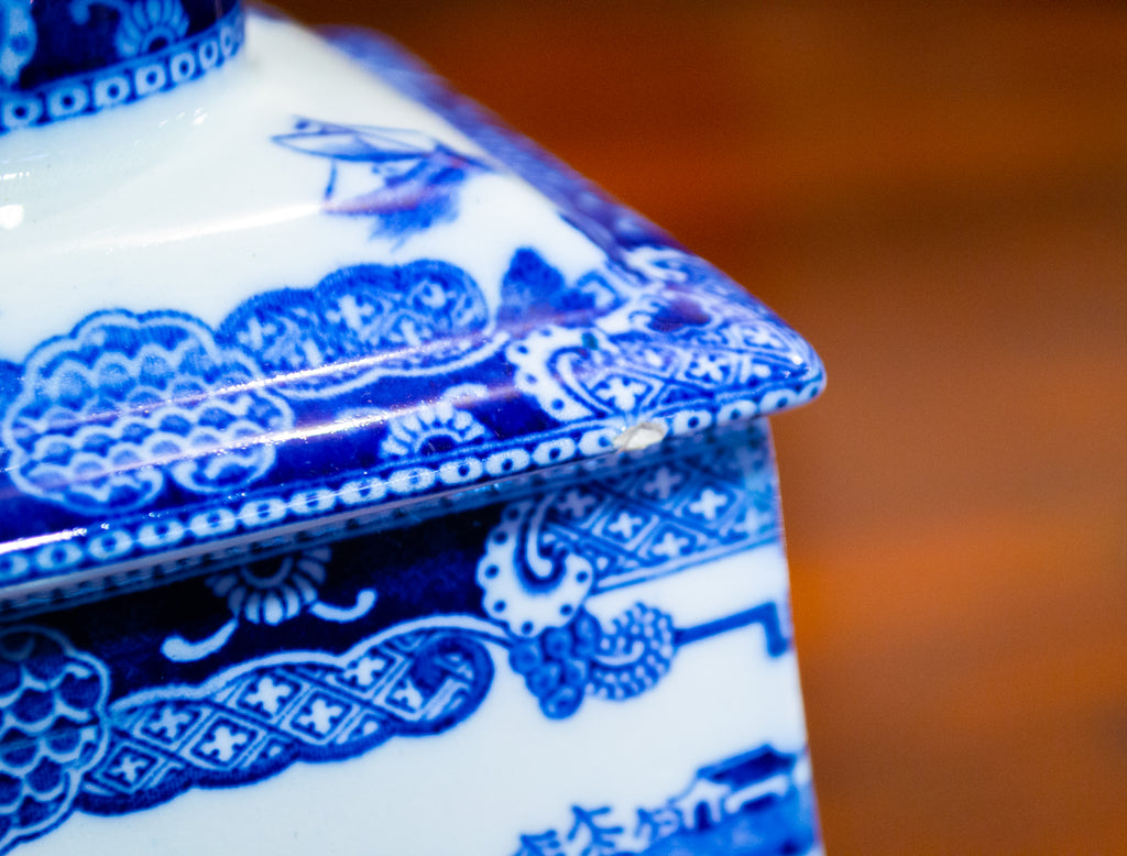 Blue & White Willow Ceramic Tea Caddy by Ringtons