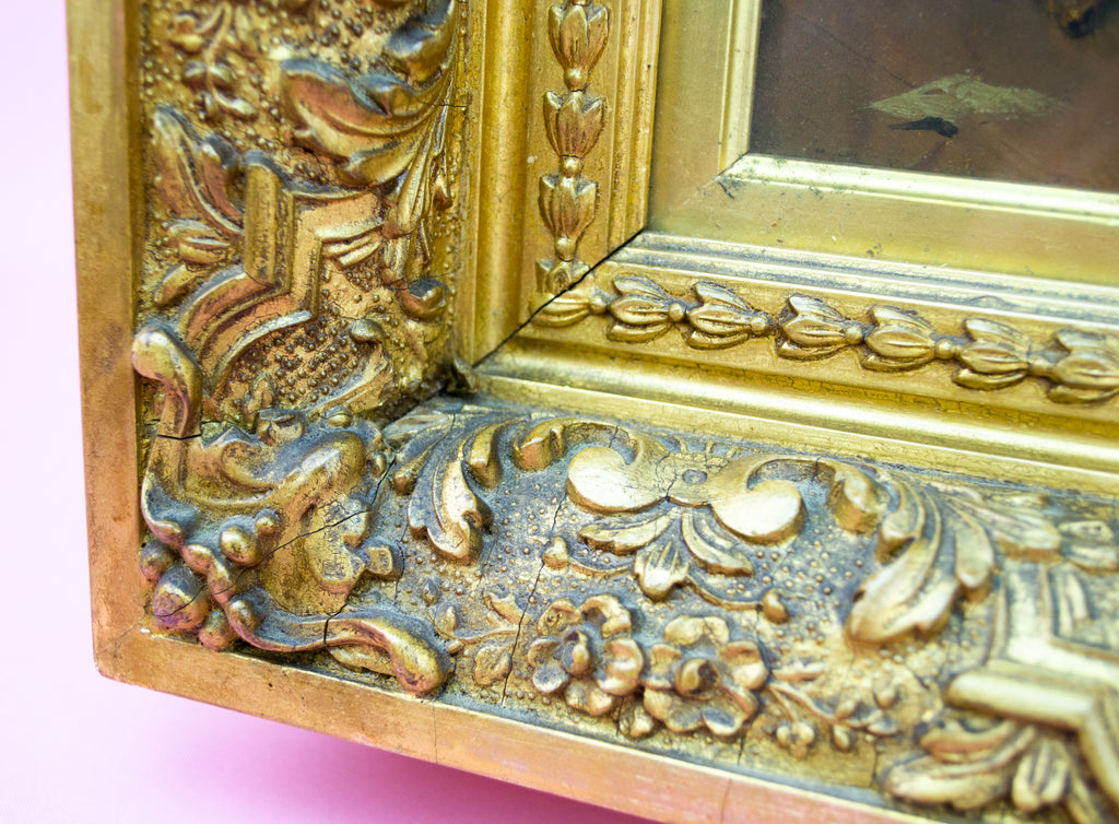 French Lady Antique Oil Painting in a Gilded Frame