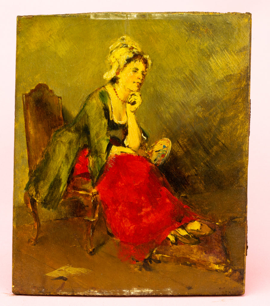 French Lady Antique Oil Painting in a Gilded Frame