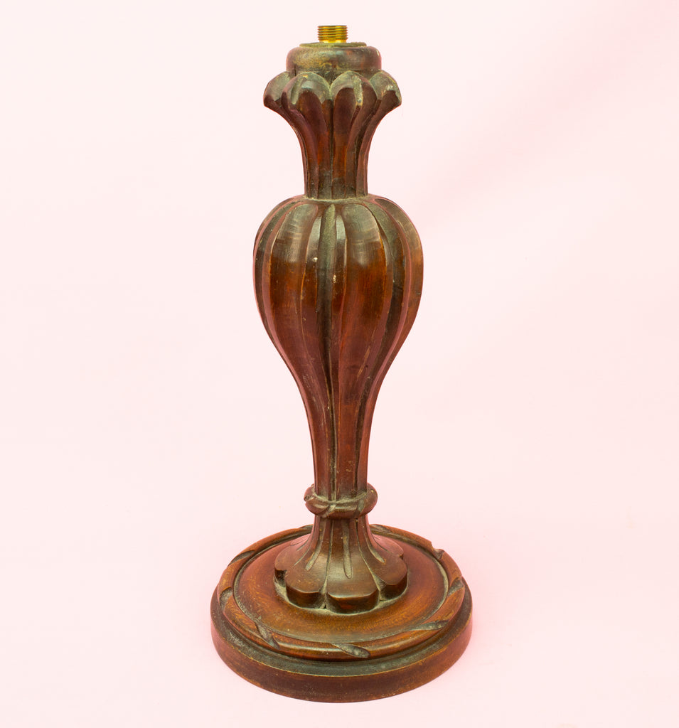 Antique Carved Wood Lamp Base