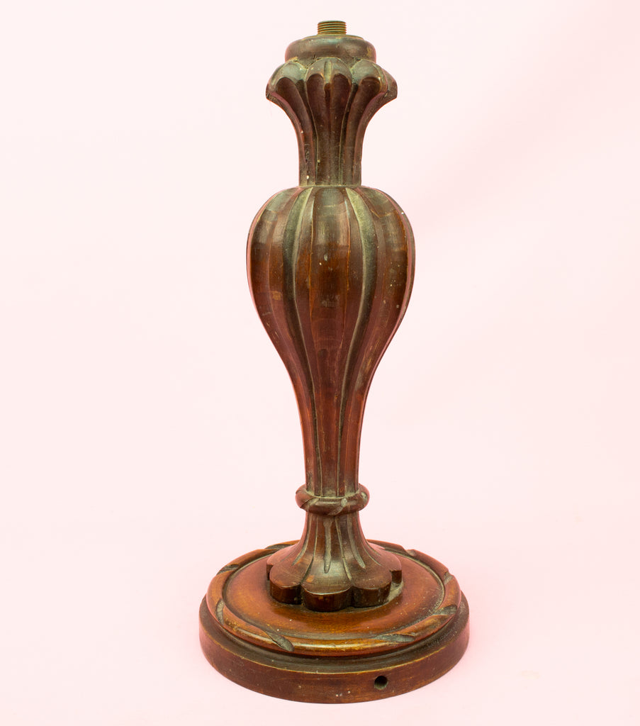 Antique Carved Wood Lamp Base