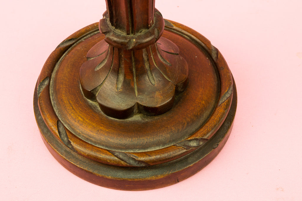 Antique Carved Wood Lamp Base