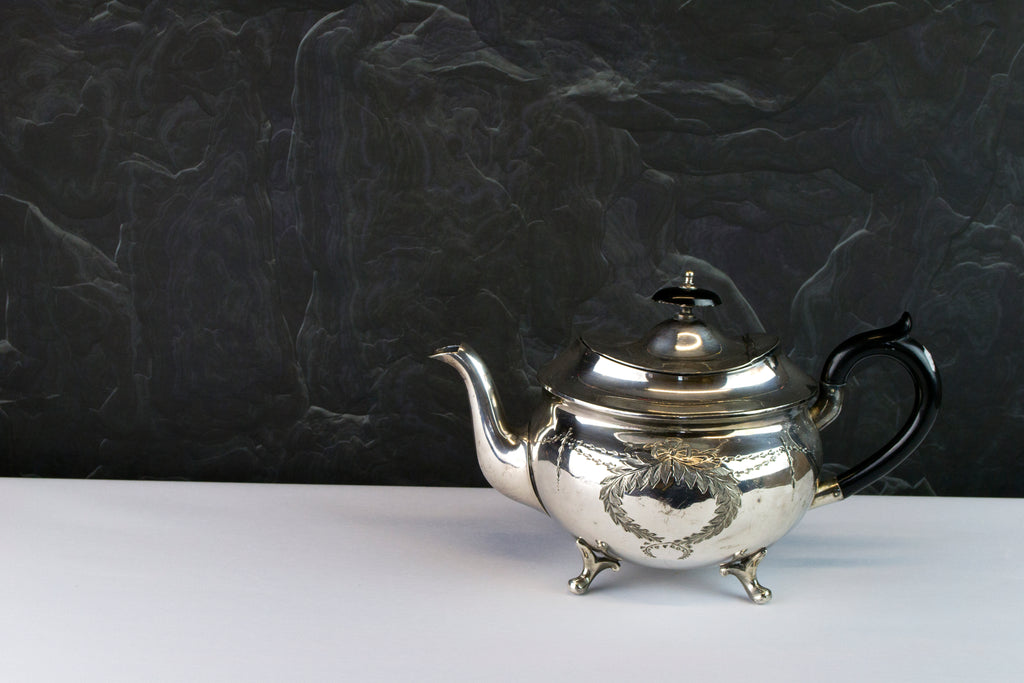 Silver plated bombe teapot, late 19th c