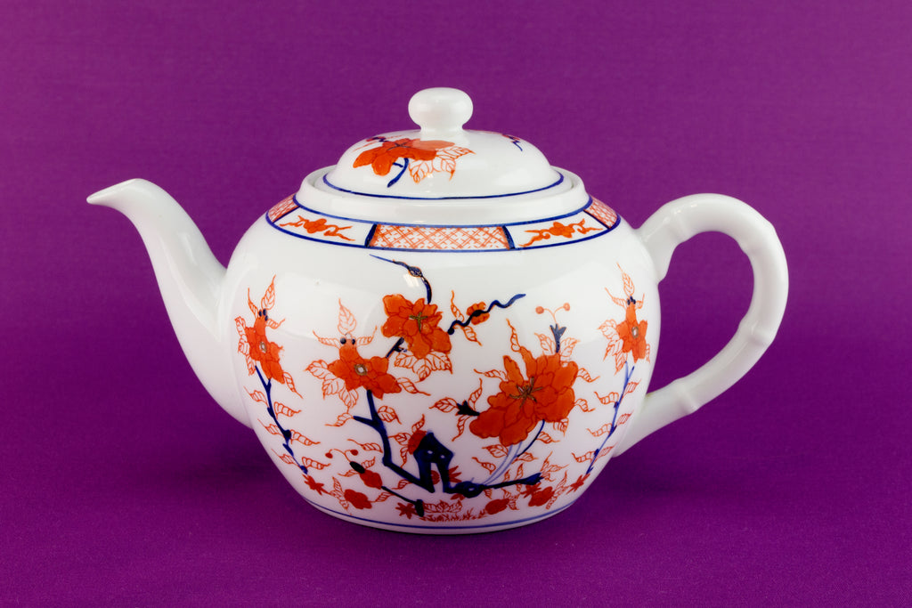 Chinese porcelain red and white tea set trio
