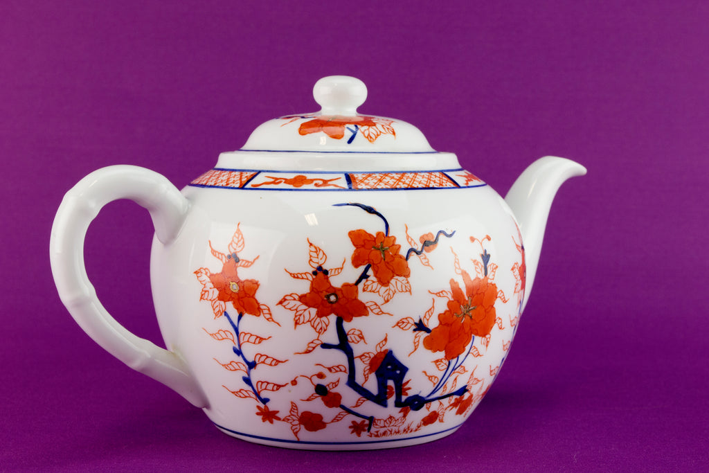 Chinese porcelain red and white tea set trio