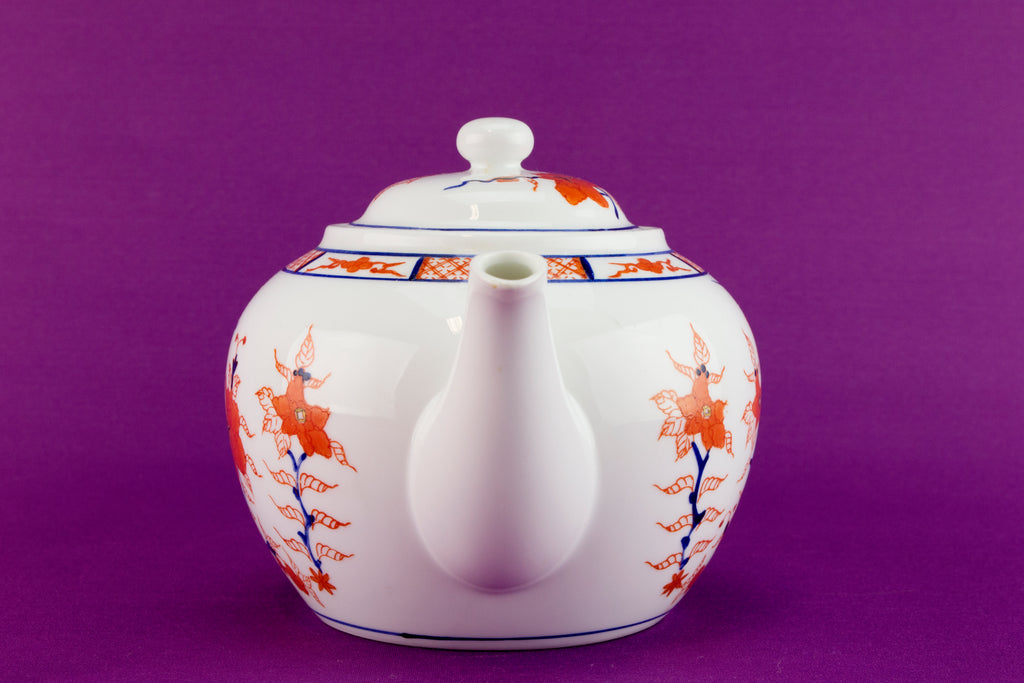 Chinese porcelain red and white tea set trio