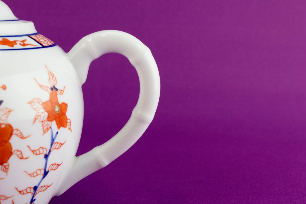 Chinese porcelain red and white tea set trio