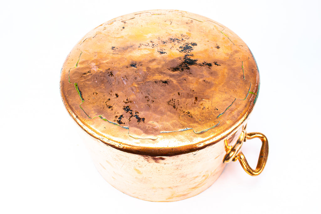 Large Antique Polished Copper Pan with Handles 19th Century