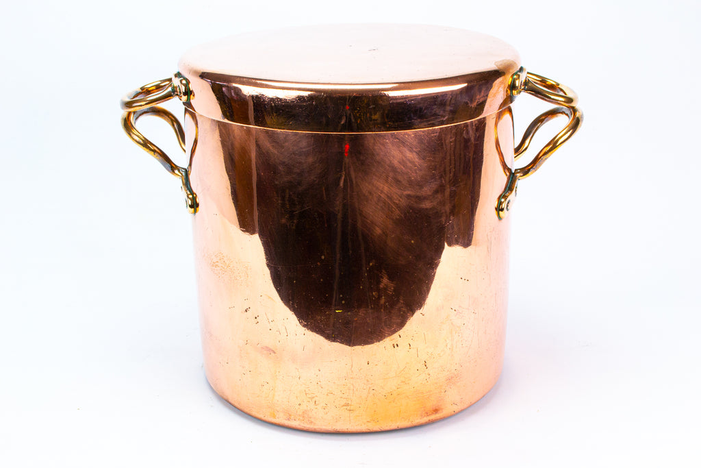 Large Copper Stockpot & Lid Antique 19th Century