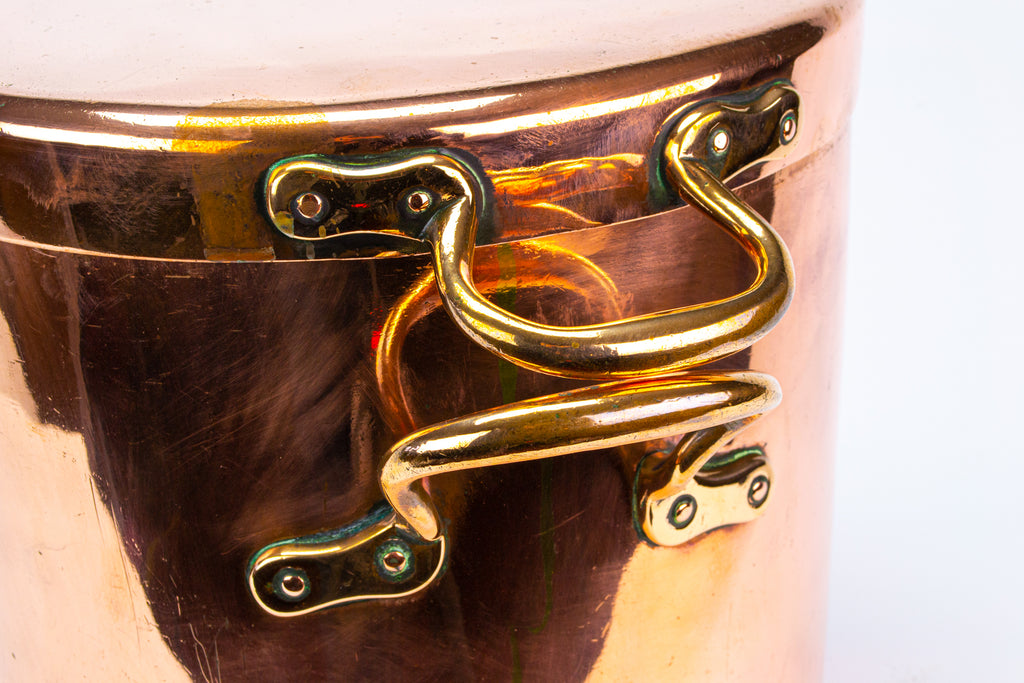 Large Copper Stockpot & Lid Antique 19th Century