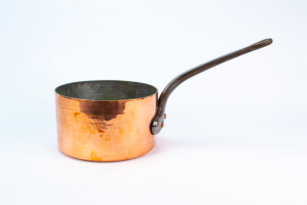 Large Saucepan in Polished Copper & Iron 19th Century