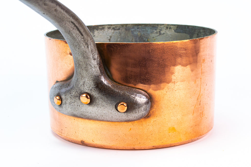 Large Saucepan in Polished Copper & Iron 19th Century