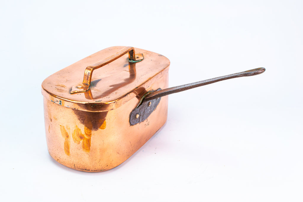 Antique Copper & Iron French Daubiere Braising Pan 19th Century