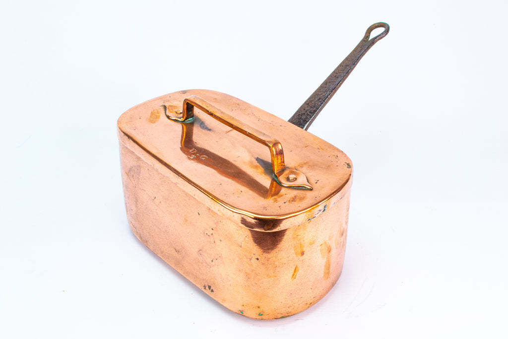 Antique Copper & Iron French Daubiere Braising Pan 19th Century