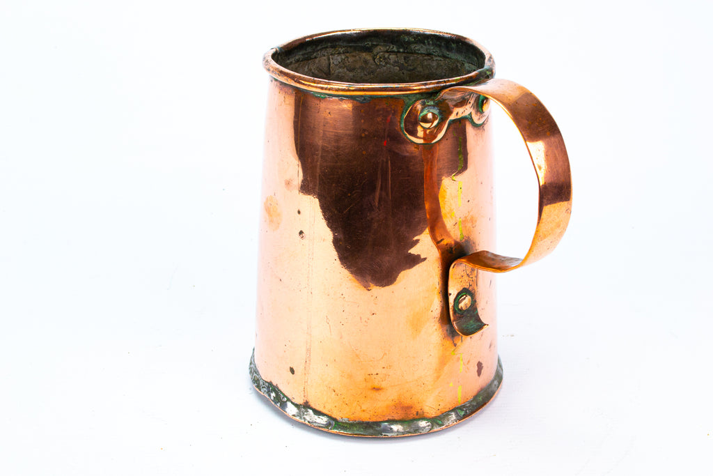 Large Polished Copper Tankard Antique Georgian