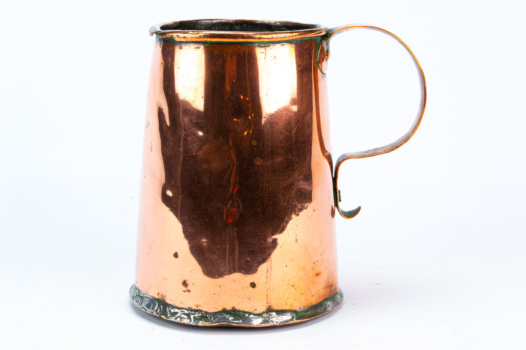 Large Polished Copper Tankard Antique Georgian