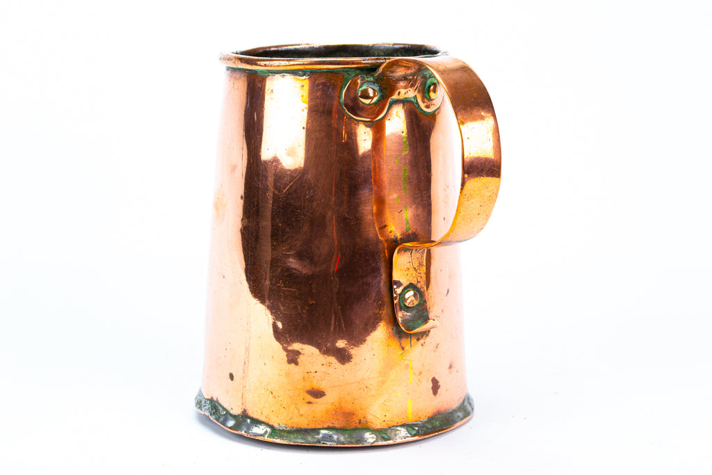 Large Polished Copper Tankard Antique Georgian