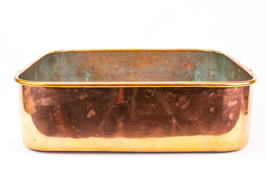 Large Rectangular Copper Roasting Pan 19th Century