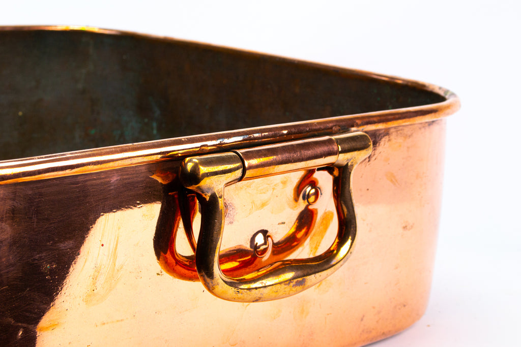 Large Rectangular Copper Roasting Pan 19th Century