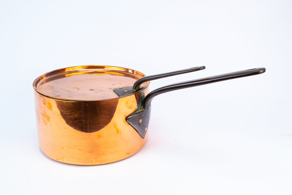 Antique Polished Copper Saucepan & Lid 19th Century
