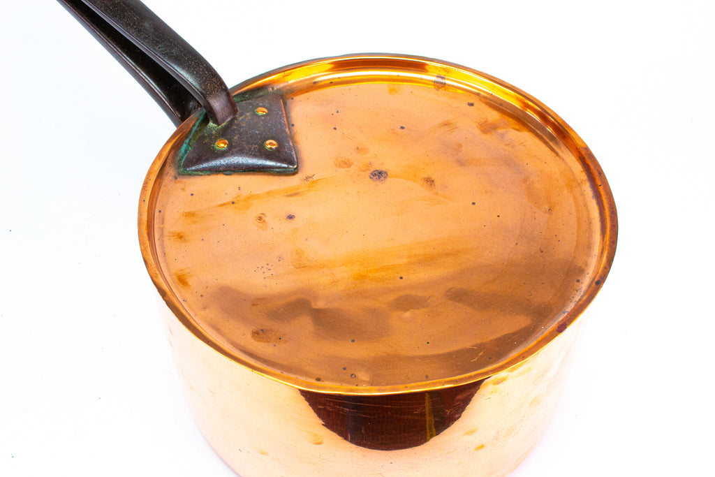 Antique Polished Copper Saucepan & Lid 19th Century