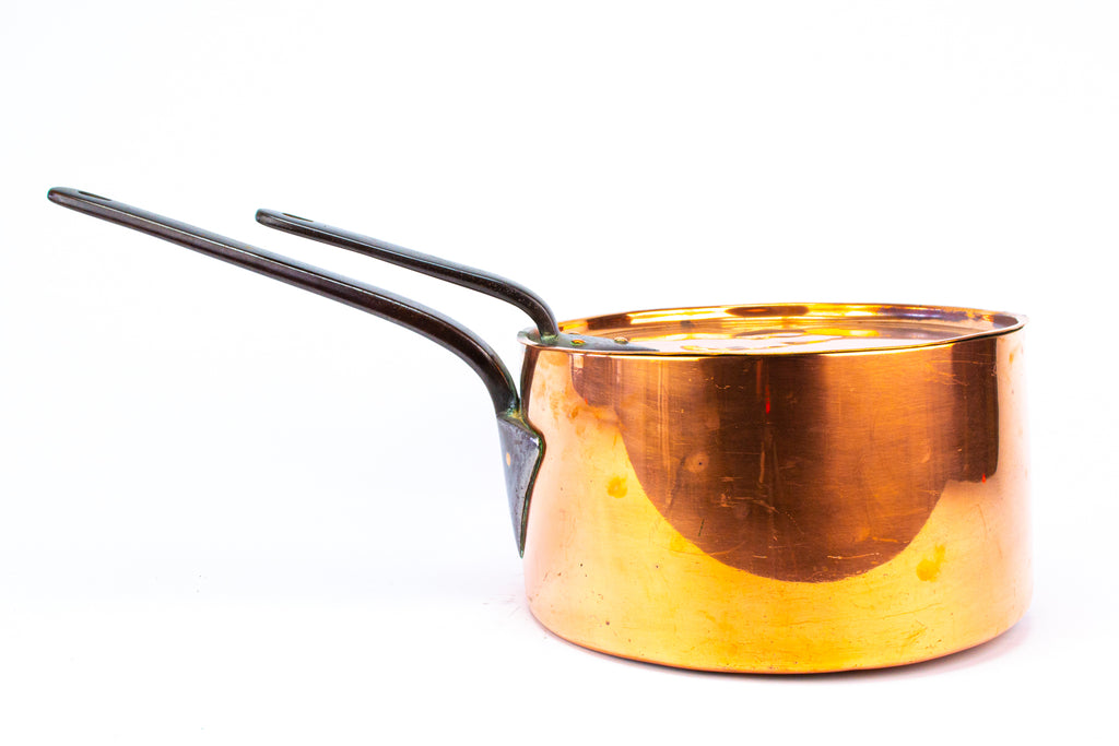 Antique Polished Copper Saucepan & Lid 19th Century
