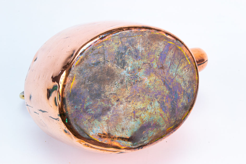 5 Pints Polished Copper Kettle Antique 19th Century