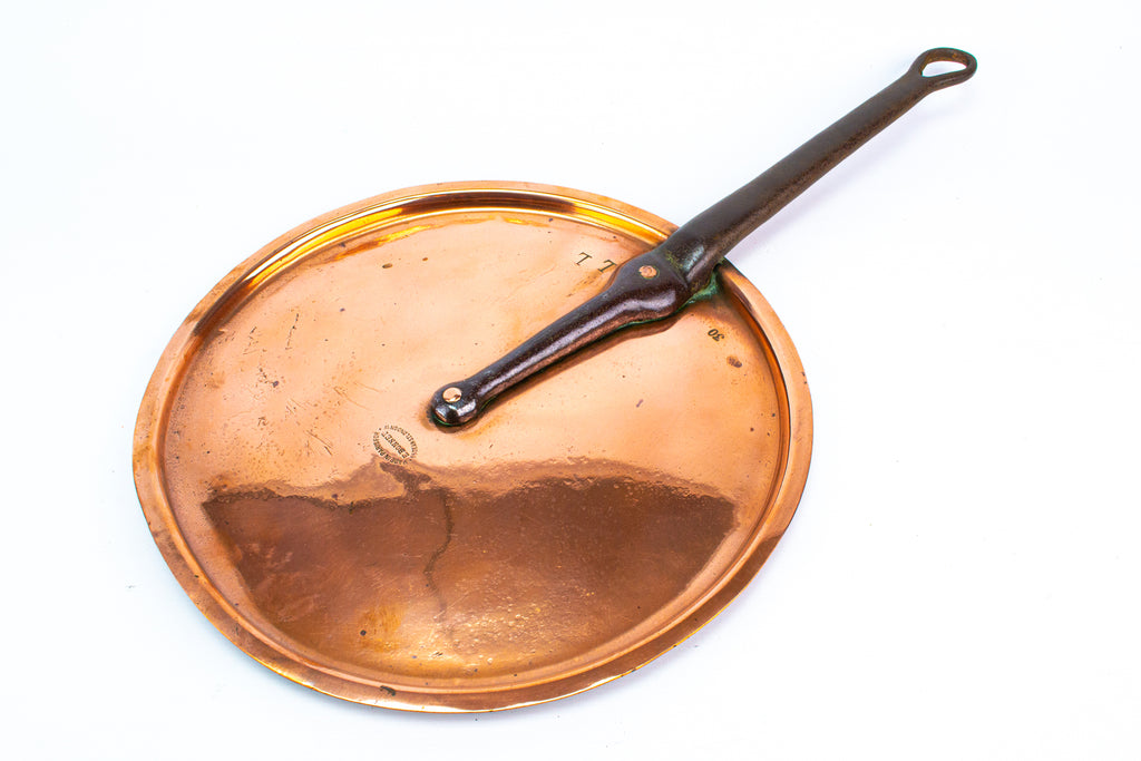 Large Copper & Iron Saucepan Lid Antique 19th Century