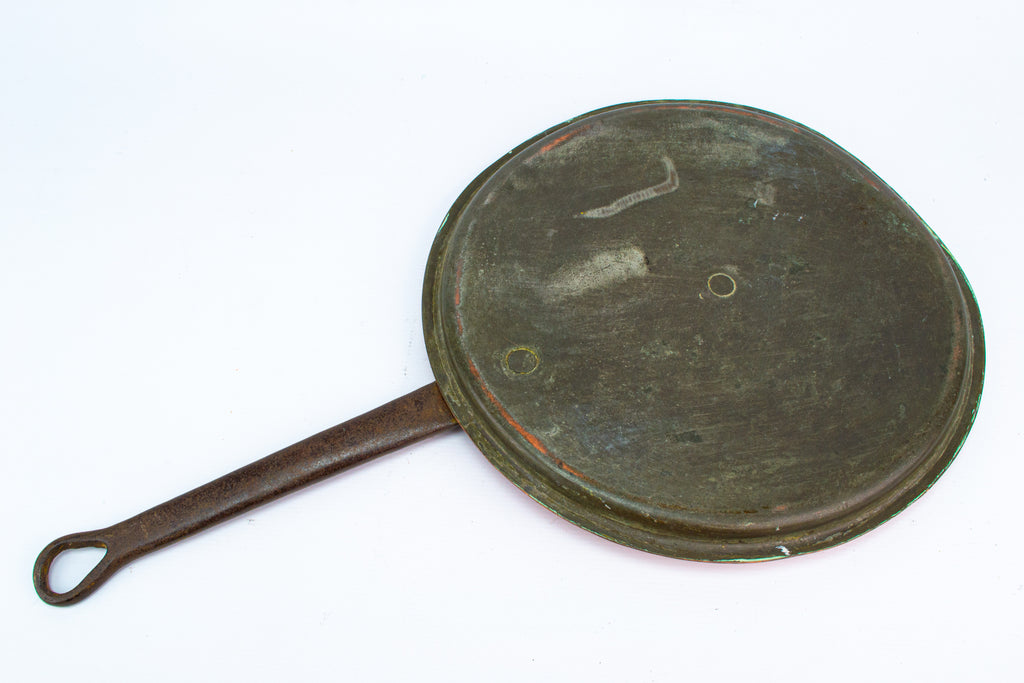 Large Copper & Iron Saucepan Lid Antique 19th Century