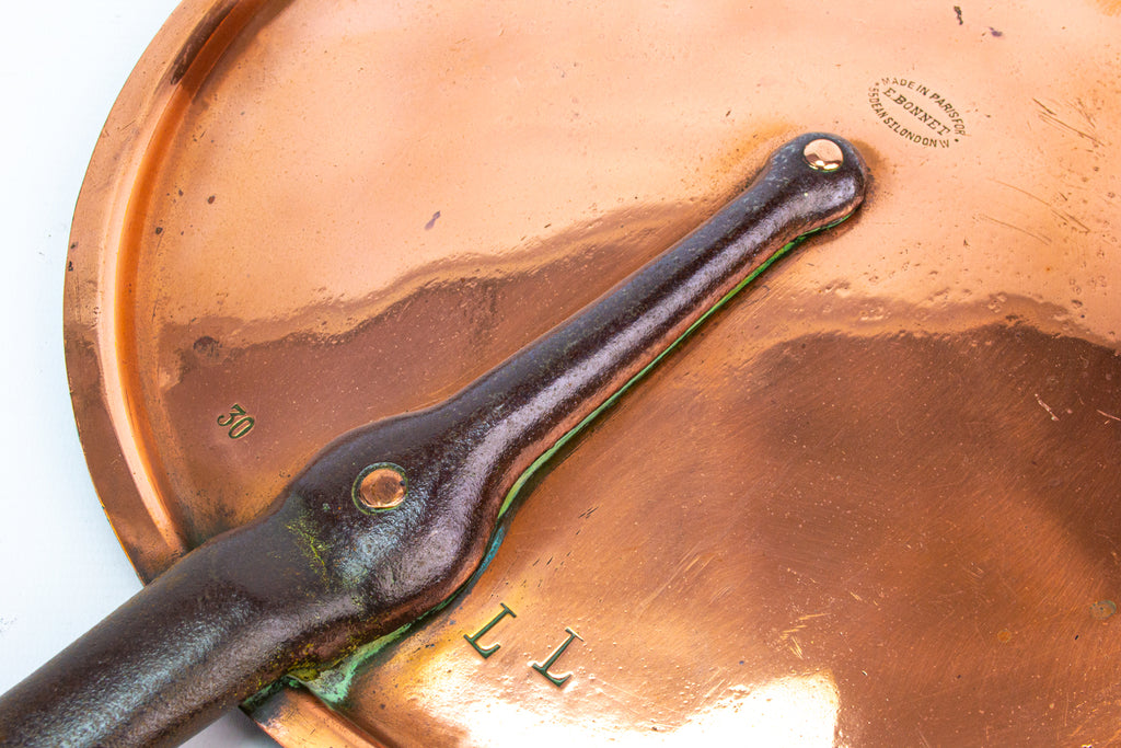 Large Copper & Iron Saucepan Lid Antique 19th Century