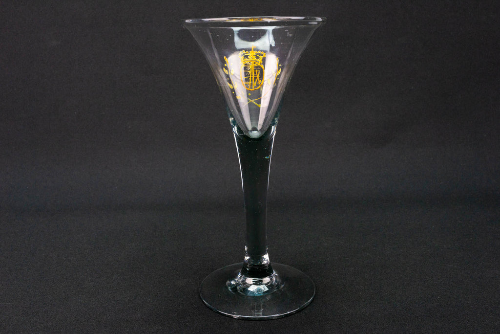 1750 Antique Wine Glass with Meissen Family Coat of Arms