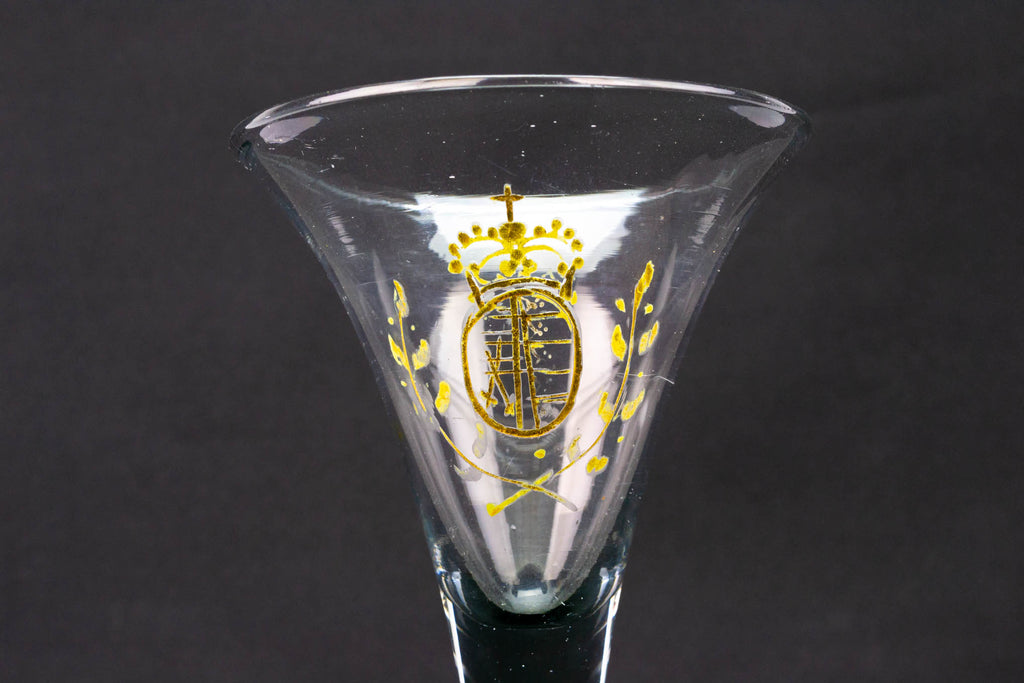 1750 Antique Wine Glass with Meissen Family Coat of Arms