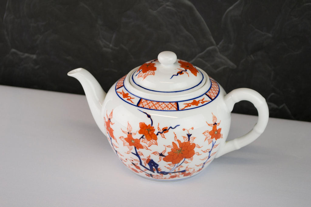 Chinese porcelain red and white tea set trio
