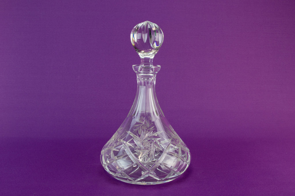 Cut glass pyramid decanter, late 20th c
