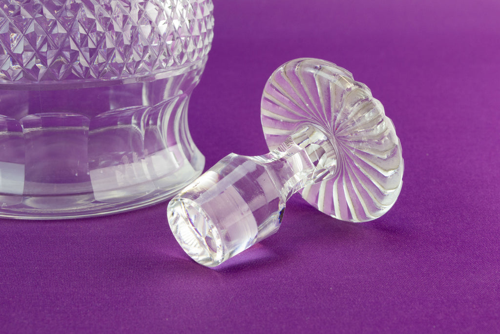 Cut glass thistle decanter, early 1900s by Lavish Shoestring