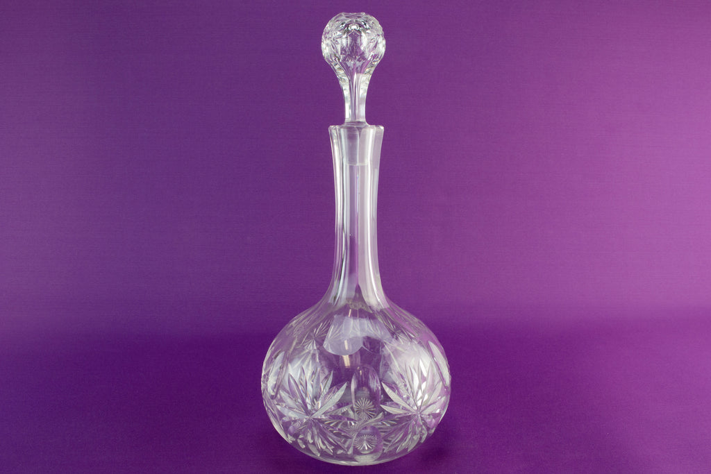 Globular cut glass decanter, circa 1900