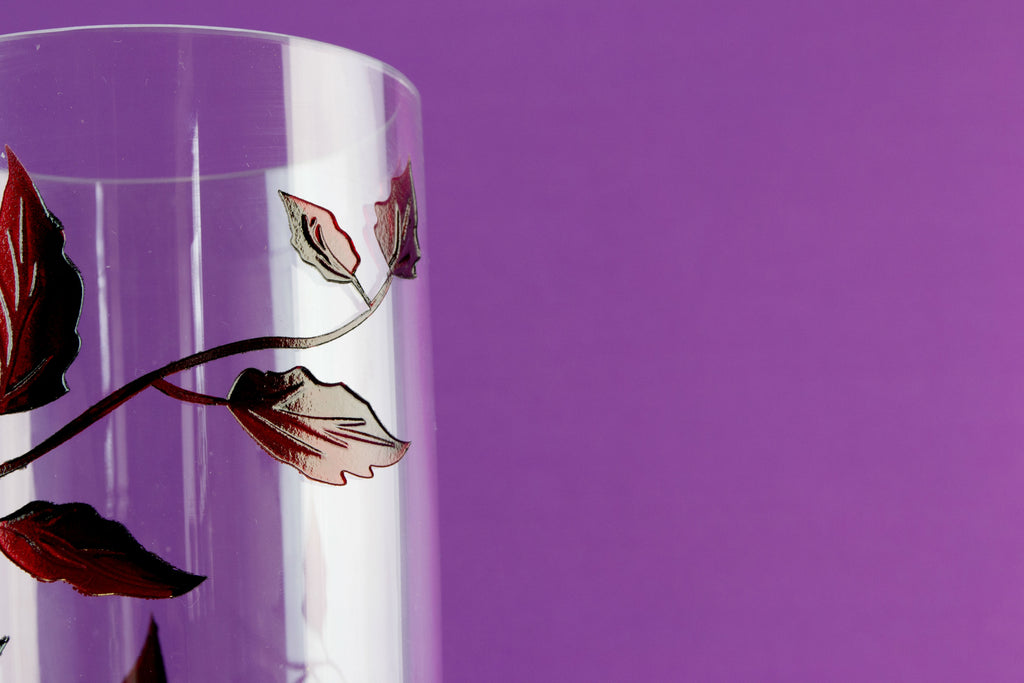 Red leaf glass vase by Nobile by Lavish Shoestring