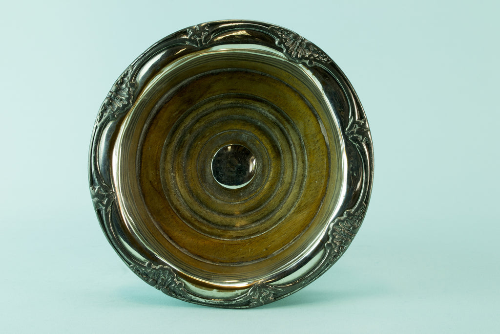 Silver plated bottle coaster, circa 1910 by Lavish Shoestring
