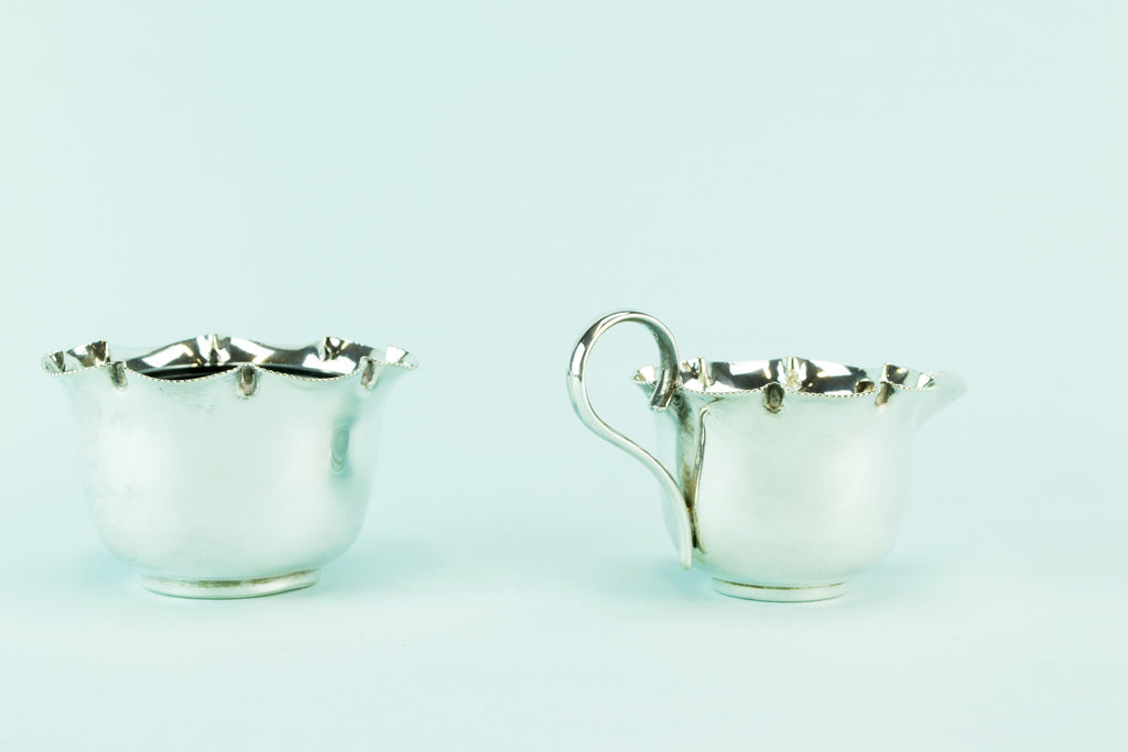 Silver plated milk & sugar set, 1930s by Lavish Shoestring