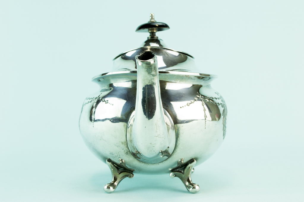 Silver plated bombe teapot, late 19th c by Lavish Shoestring