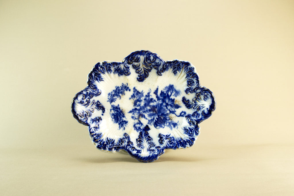 Flow blue serving bowl, late 19th c