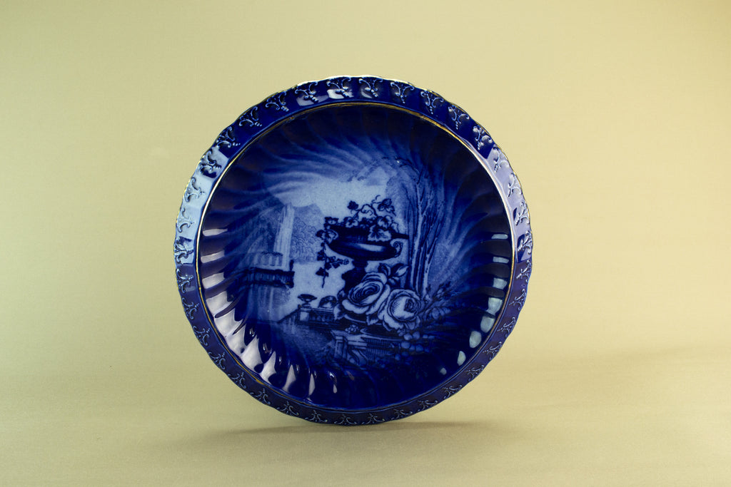 Flow blue cheese platter, late 19th c