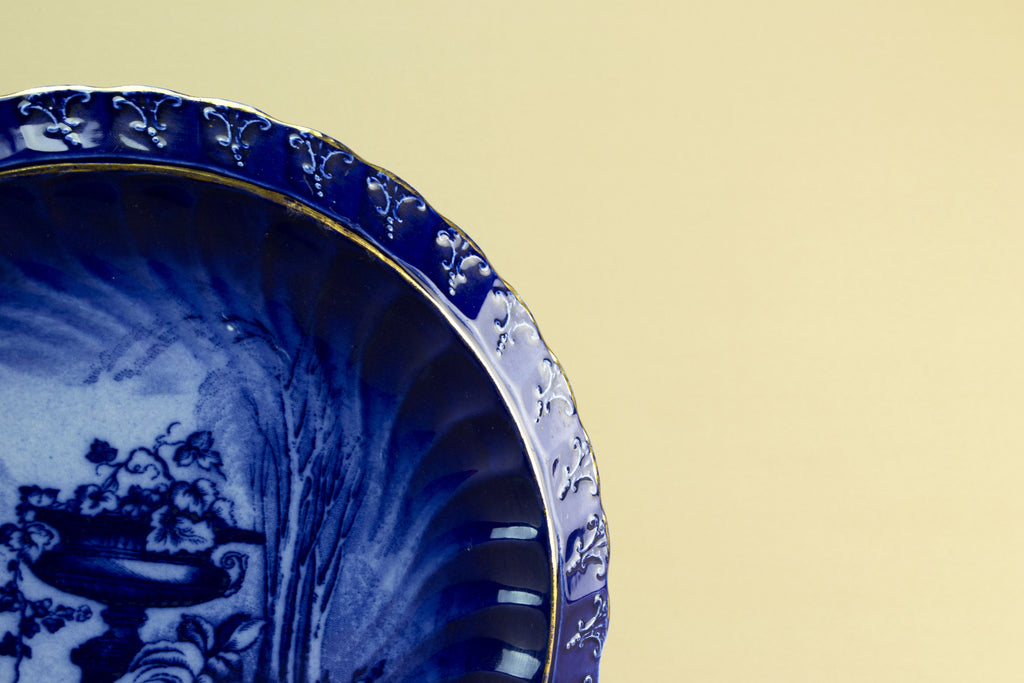 Flow blue cheese platter, late 19th c by Lavish Shoestring