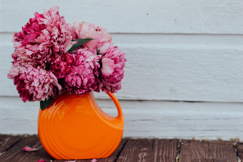 Large orange ceramic jug, 1970s by Lavish Shoestring